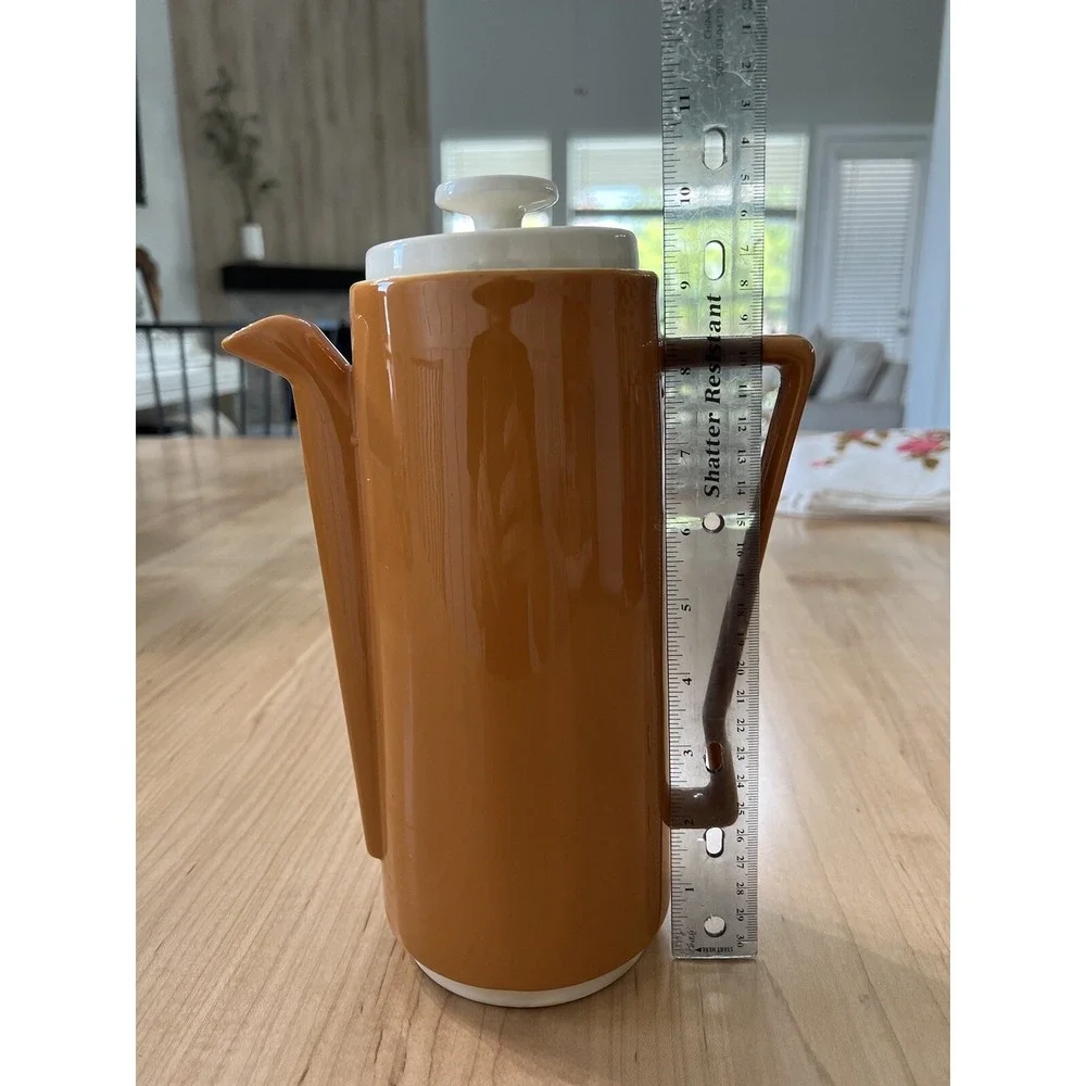 Homer Laughlin Orbit Coffee Server Vintage Orange MCM 1960s Ceramic Carafe Pot